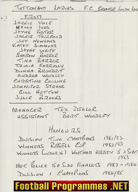 Hemel Ladies v Tottenham Ladies 1985 - Womens Football