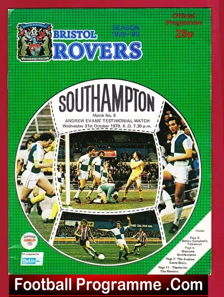 Alan Evans Testimonial Benefit Match Bristol Rovers 1979