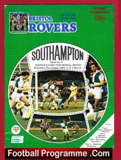 Alan Evans Testimonial Benefit Match Bristol Rovers 1979 - football programme