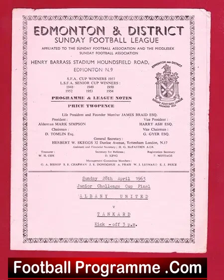 Albany United v Tankard 1963 – Edmonton