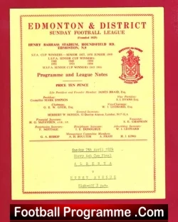 Alberta v Hurst Avenue 1974 - Harry Ash Cup Final Edmonton - football programme