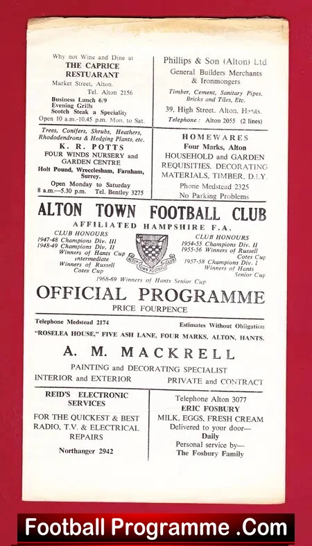 Alton Town v Enfield 1970s