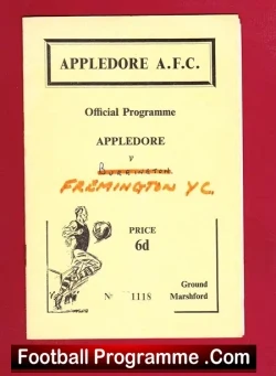 Appledore v Fremington YC 1970 - Cancelled - football programme
