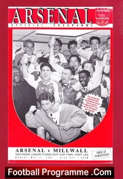 Arsenal v Millwall 1991 - Junior Floodlight Cup Final - football programme