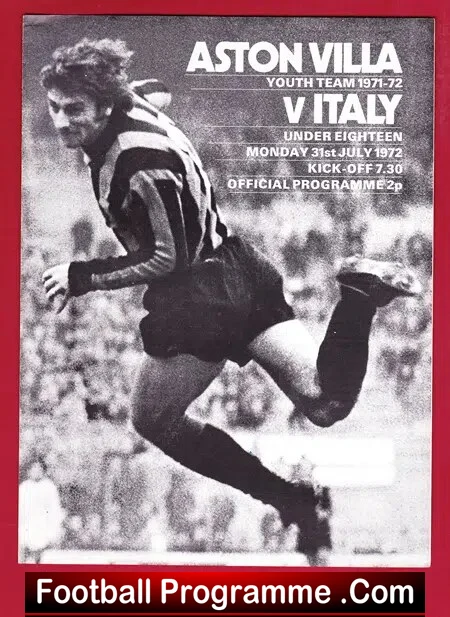 Aston Villa v Italy 1972 – Youth Match U18