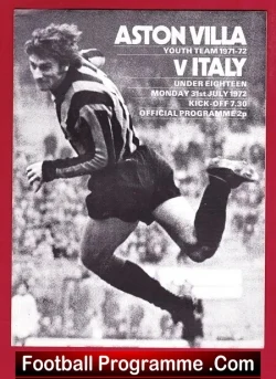 Aston Villa v Italy 1972 – Youth Match U18