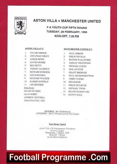 Aston Villa v Manchester United 1995 – FA Youth Cup
