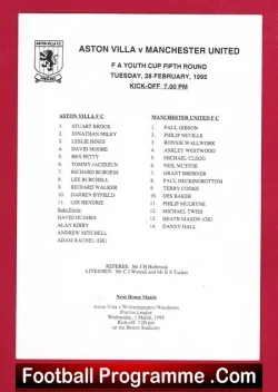 Aston Villa v Manchester United 1995 – FA Youth Cup