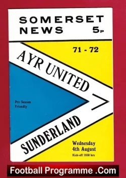 Ayr United v Sunderland 1971 – Pre Season Friendly Game