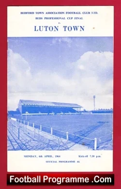 Bedford Town v Luton Town 1964 - Beds Professional Cup Final - football programme
