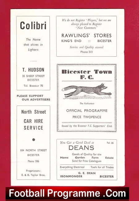 Bicester Town v Chipping Norton 1954