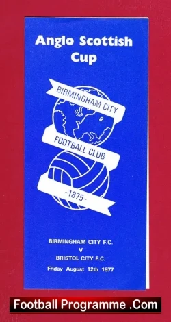 Birmingham City v Bristol City 1977 - Anglo Scottish Cup - football programme