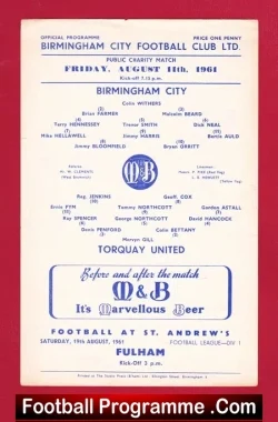 Birmingham City v Torquay United 1961 – Public Charity Match