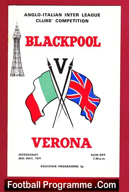 Blackpool v Verona 1971 - Anglo Italian Cup