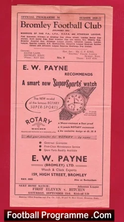Bromley v Leyton 1950 - football programme