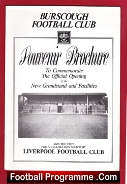 Burscough v Liverpool 1988 - Opening New Grandstand Souvenir - football programme