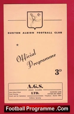 Burton Albion v Gresley Rovers 1957 - football programme