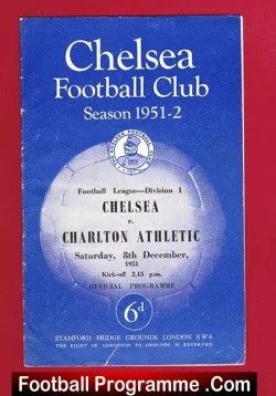 Chelsea v Charlton Athletic 1951 - football programme
