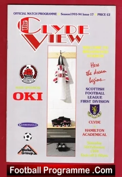 Clyde v Hamilton Academical 1994 - First Match Broadwood Stadium - football programme