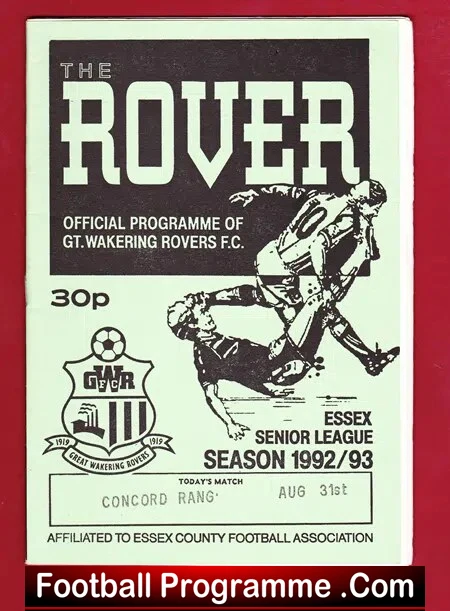 Concord Rangers v Essex League 1992 – at Great Wakering Rovers
