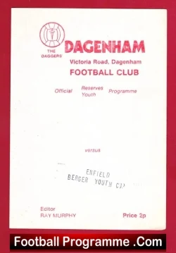 Dagenham v Enfield 1980 - Youth Match - football programme
