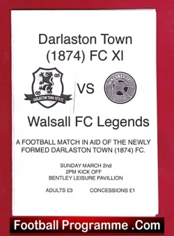 Darlaston Town 1874 v Walsall 2019 - First Match - 1st Game - football programme