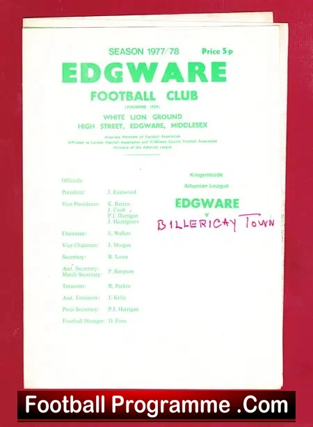 Edgware Town v Billericay Town 1978