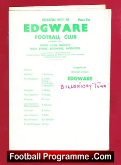 Edgware Town v Billericay Town 1978