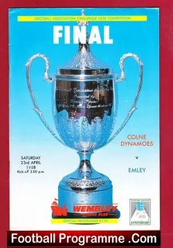 Emley v Colne Dynamoes 1988 - FA Vase Cup Final Wembley - football programme