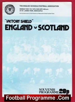England v Scotland 1979 - Schoolboys Victory Shield at Newcastle - football programme