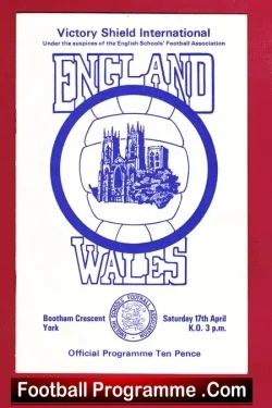 England v Wales 1976 – Schoolboys Victory Shield at York