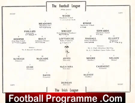 English Football League v Irish League 1954 - Liverpool - Signed
