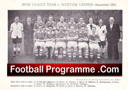 English Football League v Irish League 1954 - Liverpool - Signed