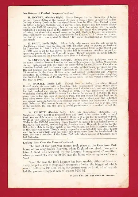 English Football League v Irish League 1954 - Liverpool - Signed
