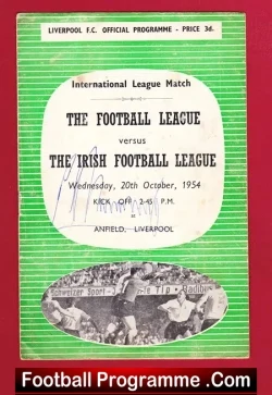 English Football League v Irish League 1954 - Liverpool - Signed - football programme