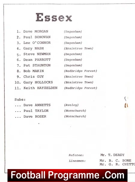 Essex County FA v Army Football 1989 - at Dagenham