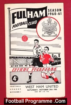 Fulham v West Ham 1960 - football programme