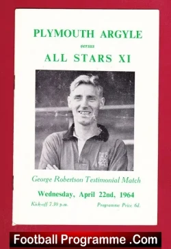 George Robertson Testimonial Benefit Match Plymouth Argyle 1964