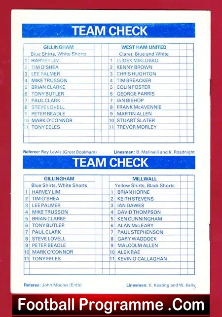 Gillingham v West Ham United 1991 + Millwall Pre Season Friendly