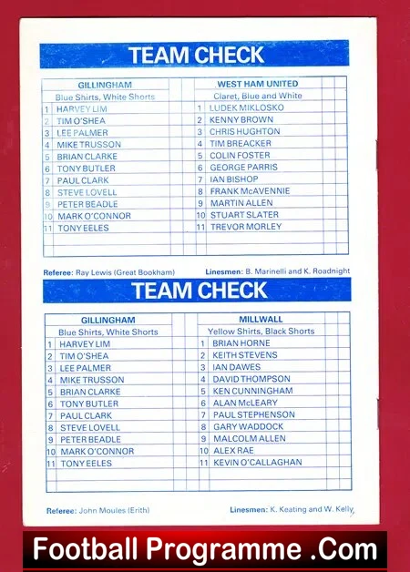 Gillingham v West Ham United 1991 + Millwall Pre Season Friendly