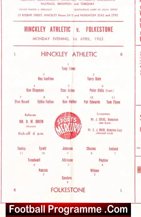 Hinckley Athletic v Folkestone Town 1963