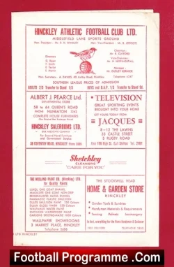 Hinckley Athletic v Folkestone Town 1963 - football programme