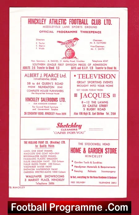 Hinckley Athletic v Poole Town 1965