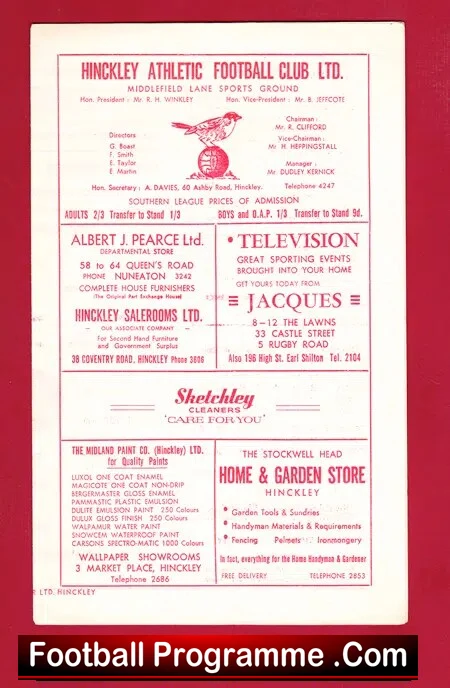 Hinckley Athletic v Trowbridge Town 1963