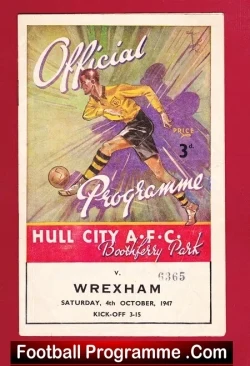 Hull City v Wrexham 1947 - football programme
