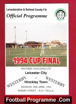 Leicester City v Hinckley Town 1994 - Westerby Cup - football programme