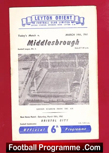 Leyton Orient v Middlesbrough 1961