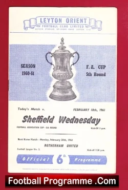 Leyton Orient v Sheffield Wednesday 1961 - football programme
