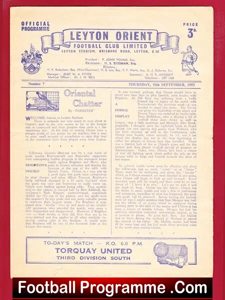 Leyton Orient v Torquay United 1953