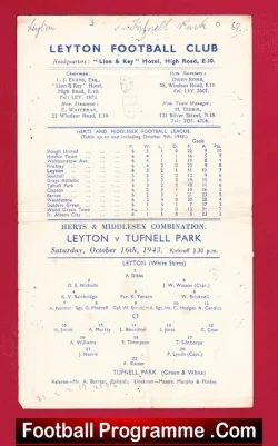 Leyton v Tufnell Park 1943 – Herts Middlesex Combination